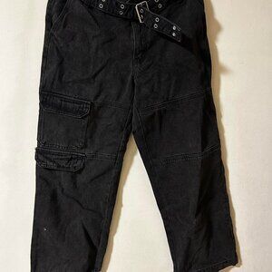 Black cargo pants with belt